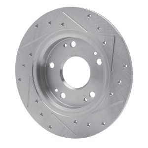 Honda CR-Z Brake Rotor (1) - Rear Left - R1 Concepts - Drilled & Slotted - Silver - `11-`15